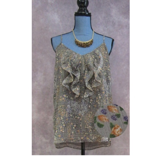 Old Navy Tops - NEW Old Navy Gray Purple Orange Rose Ruffled Top L